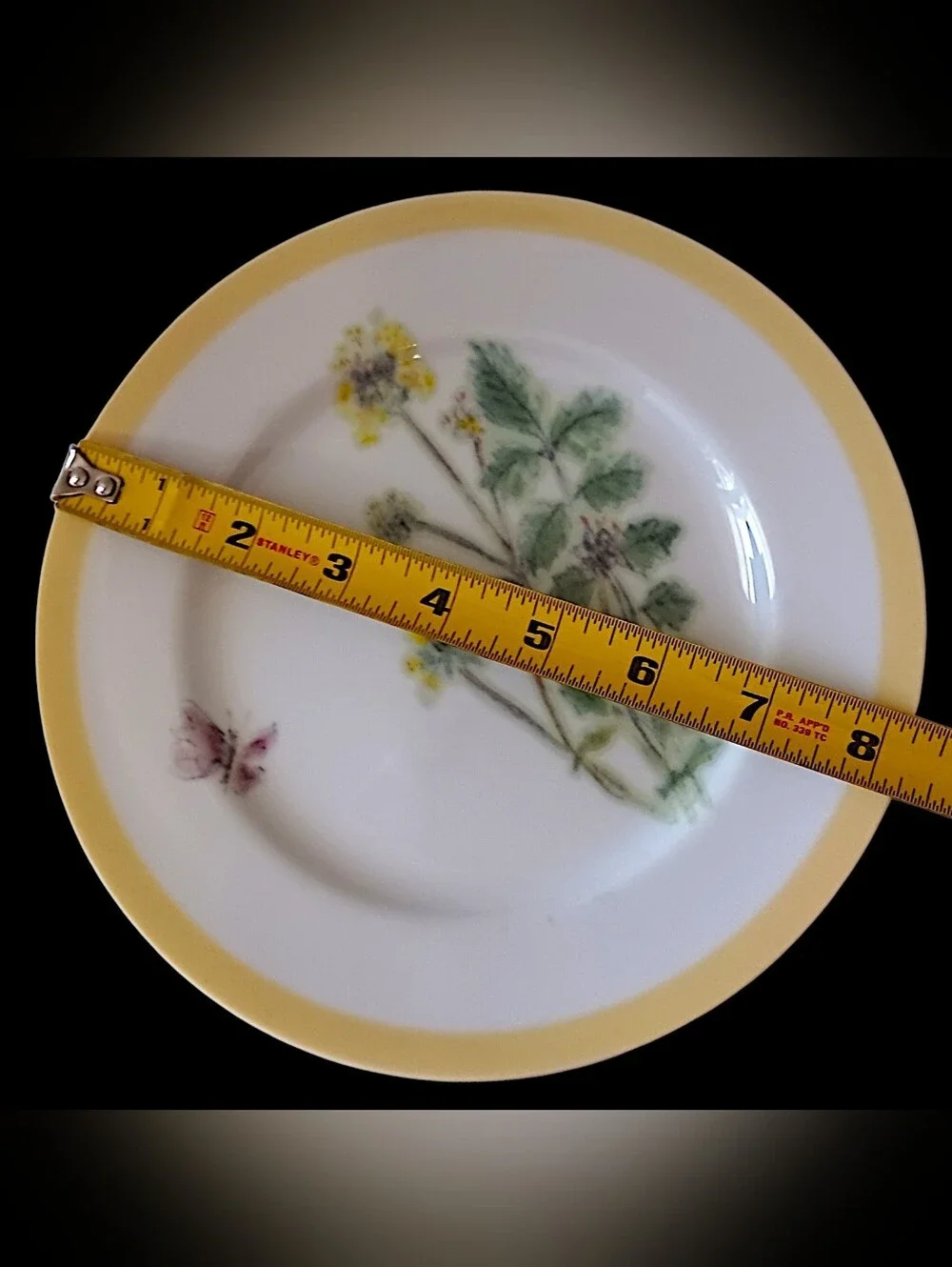2 Williams Sonoma Flowering Herbs Salad Plates Yellow Burnet Purple Butterfly